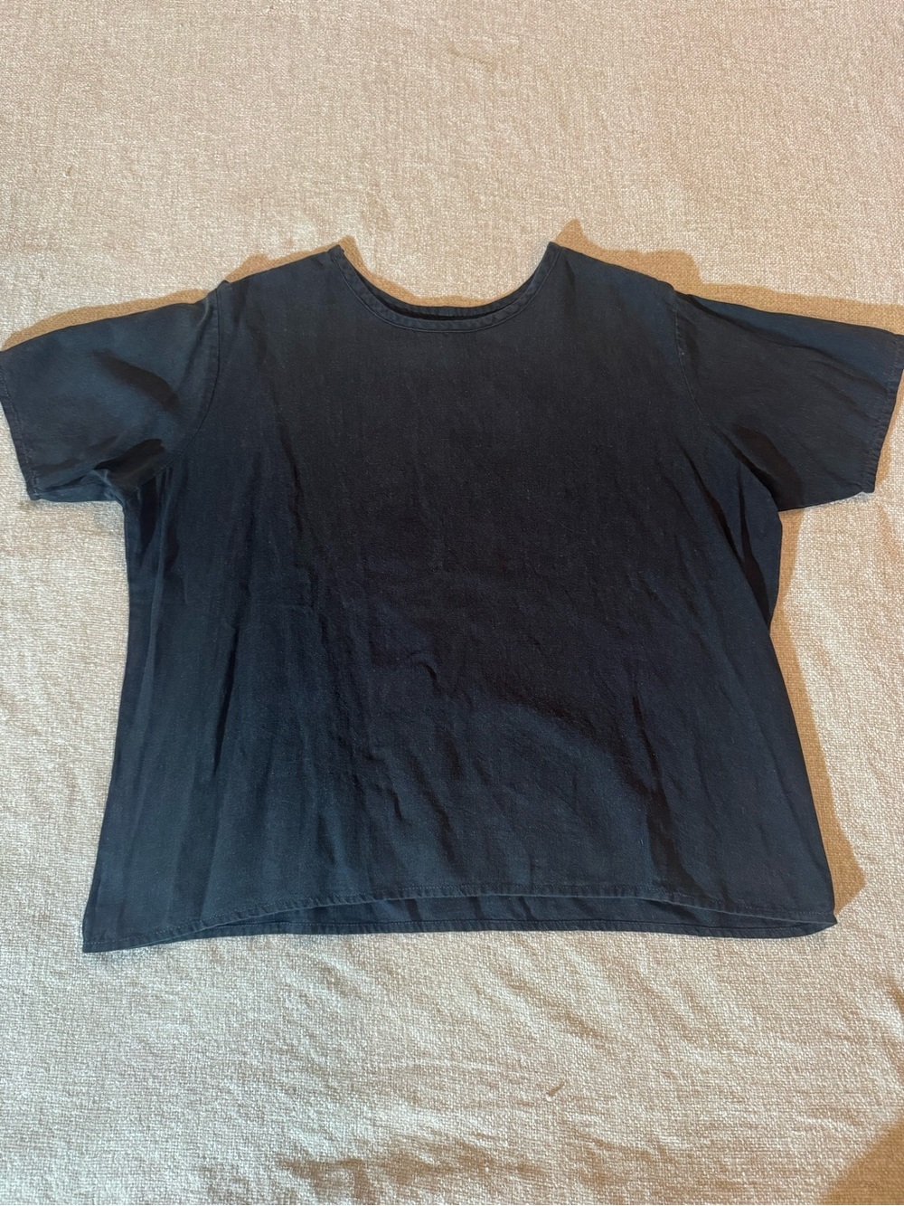 FLAX Linen Cotton Blend Black T-shirt Medium